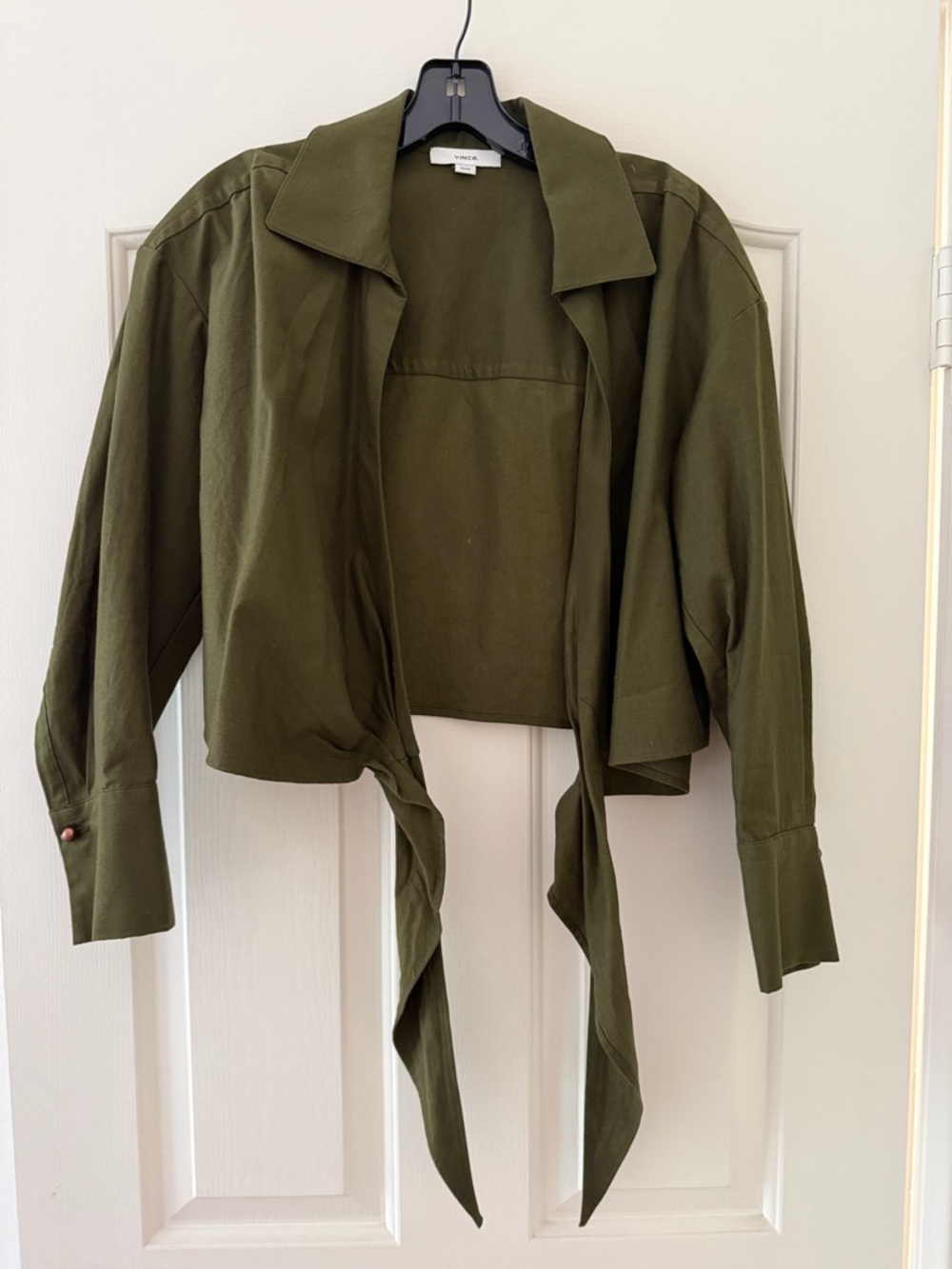 Vince Olive Tie-Front Wrap Top
